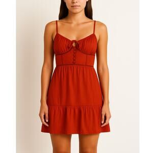 Urban Outfitters Red Cut-Out Corset Mini Dress Women's Size Medium
